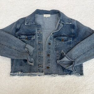 Cropped raw hem Denim Blue Jacket sz L